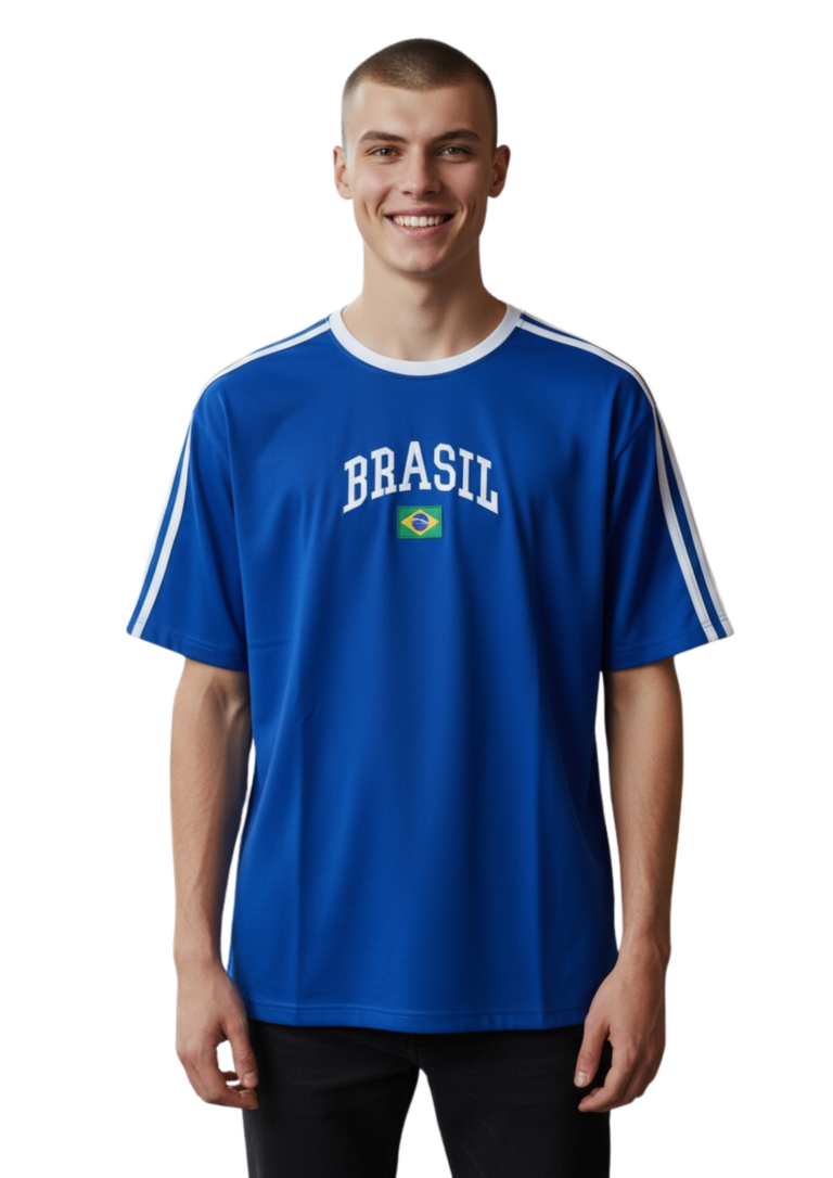 Camiseta Bordada Azul