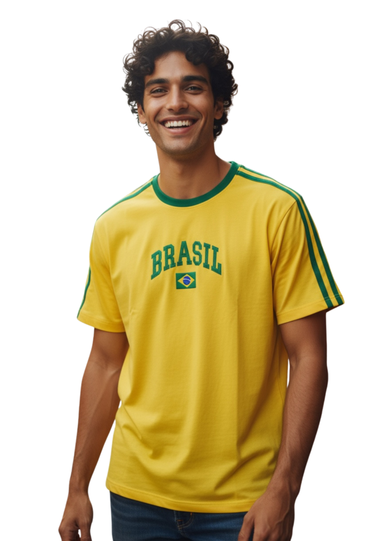 Camiseta Bordada Amarela